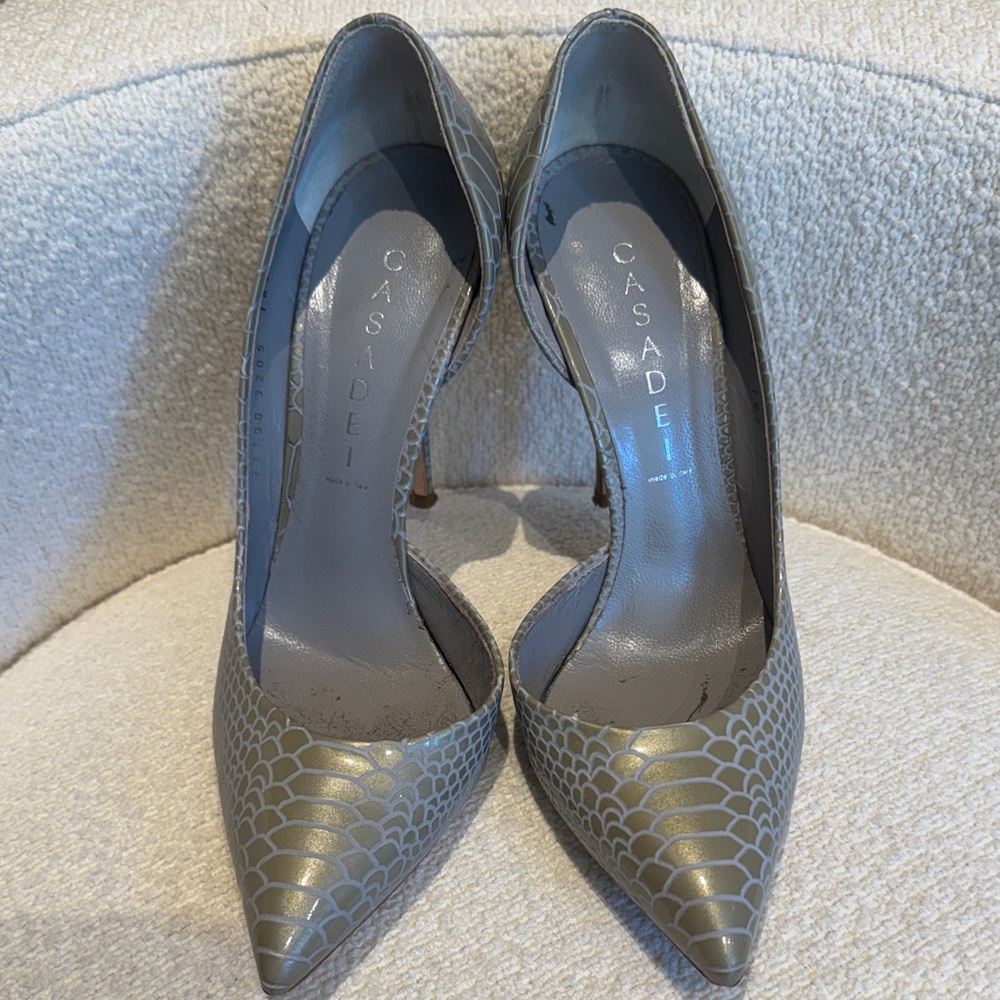 Casadei Women's Silver Patterned Heels